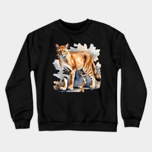 Abstract watercolor of an African Golden Cat Crewneck Sweatshirt